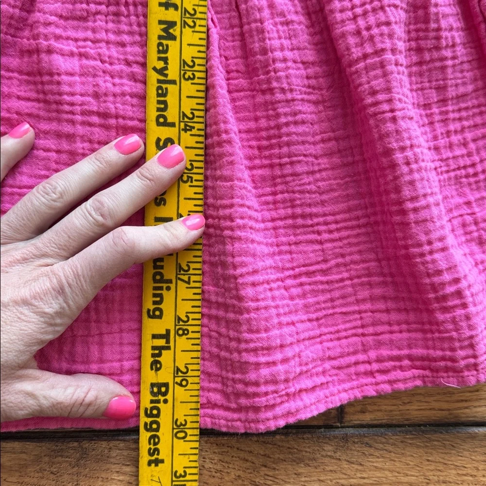 Boden Girls Pink Tiered Gauzy Cotton Dress 11-12y Pockets Long Sleeve Bow Detail
